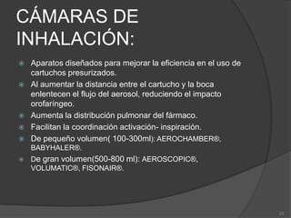 TÉCNICA:Colocar en posición vertical y agitar.Destapar el sistema:        - en el sistema EasyBreath® se activa        - en el sistemaAutohaler® elevar el pivote superiorEfectuar una espiración.Colocar en la boca y hacer una inspiración lenta y profunda.Contener la respiración.19