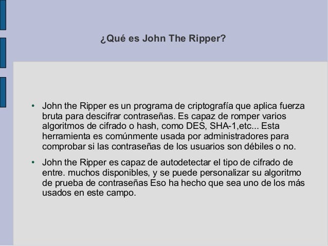 Manual de uso de john the ripper - urlasopa