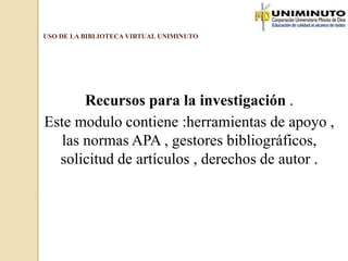 Uso de la biblioteca virtual | PPTX