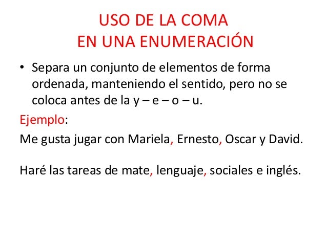 Resultado de imagen de la coma enumeracion