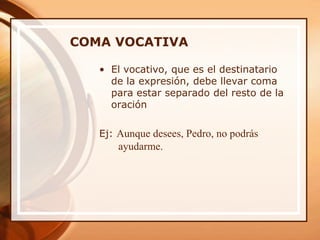 Uso de la coma por Wilson Terceros | PPTX
