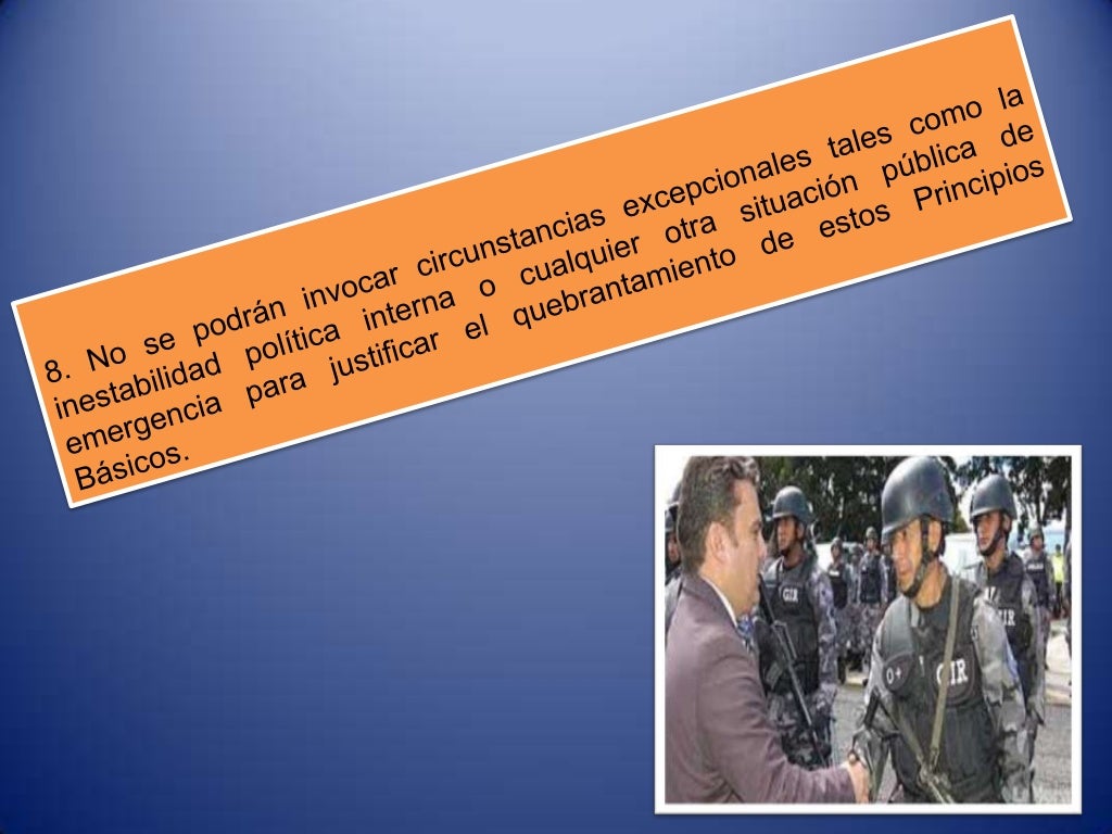 PRINCIPIOS BASICOS SOBRE EL EMPLEO DE LA FUERZA Y DE ARMAS DE FUEGO PRINCIPIOS BASICOS SOBRE EL EMPLEO DE LA FUERZA Y DE ARMAS DE FUEGO