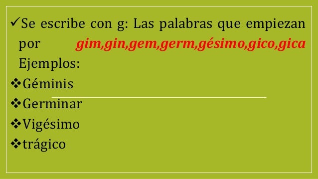 Uso de la g