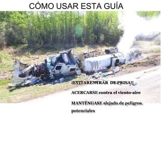 CÓMO USAR ESTA GUÍA
¡EVITARENTRAR DE PRISA!!
ACERCARSE contra el viento-aire
MANTÉNGASE alejado de peligros
potenciales
 