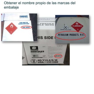 Obtener el nombre propio de las marcas del
embalaje
 