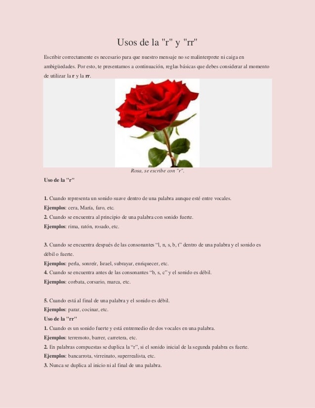 Uso De La R Y Rr