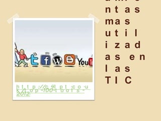 a mi e
                              nt a s
                              ma s
                              ut i l
                              i z a d
                              a s e n
                              l a s
h t t p ://c 4l p t .c o .u
                              TI C
k /t o p -100-t o o l s -
2012/
 