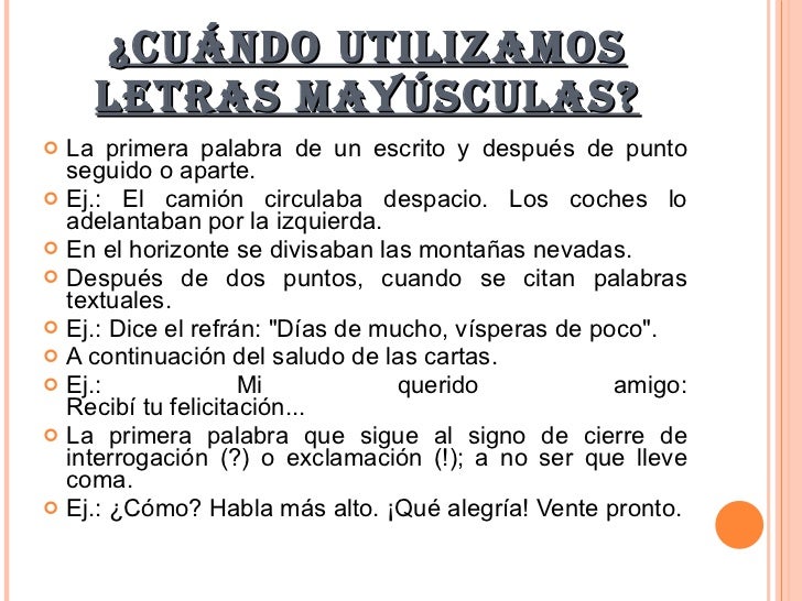 Uso de las mayusculas