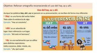 Hay Que Significa Uso del ahí ,ay y hay, Lenguaje y comunicación | PPTX