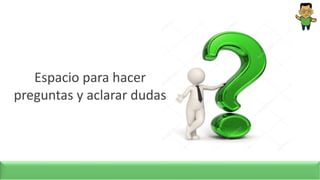 Espacio para hacer
preguntas y aclarar dudas
 