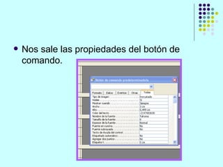 Nos sale las propiedades del botón de comando. 