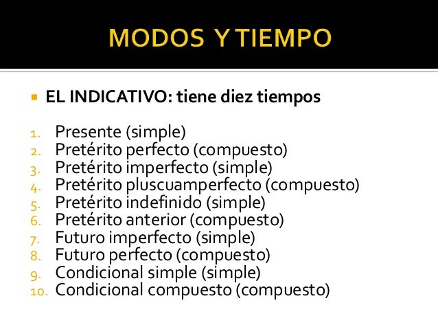 Tiempos Simples Y Compuestos Del Modo Indicativo Ejemplos Opciones De