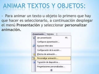 APLICAR ESTILOS DEDIAPOSITIVAS: - Haga clic en el Menú FORMATO,  luego clic en ESTILODEDIAPOSITIVA.	A la parte derecha (panel de tareas) elige del conjunto de estilos el que deseas.- O si no, activa los estilos pulsando el botón           “Estilo de diapositiva” de la barra de formato. Y a la parte derecha (panel de tareas) elige del conjunto de estilos el que deseas.