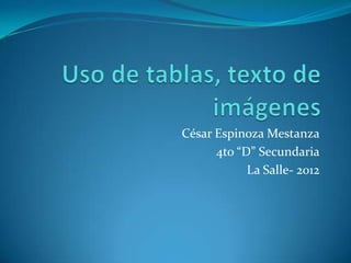 César Espinoza Mestanza
      4to “D” Secundaria
            La Salle- 2012
 