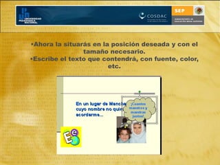 1.- Animación de un elemento de una diapositiva.En primer lugar debes seleccionar el elemento a animar. 
