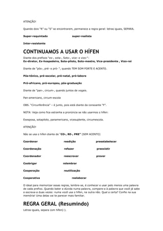 Uso do hífen | DOCX
