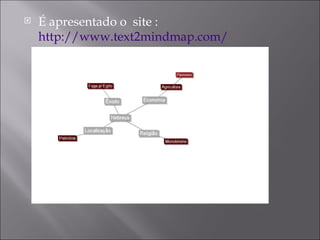    É apresentado o site :
    http://www.text2mindmap.com/
 