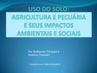 USO DO SOLO: AGRICULTURA E PECUÁRIA E SEUS IMPACTOS AMBIENTAIS E SOCIAIS Por Guilherme Trevisani e  Gustavo Trevisani Ecogestão-profa Valéria Bolognini 