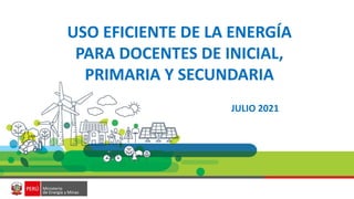 USO EFICIENTE DE LA ENERGÍA
PARA DOCENTES DE INICIAL,
PRIMARIA Y SECUNDARIA
JULIO 2021
 