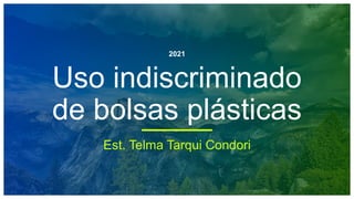 2021
Uso indiscriminado
de bolsas plásticas
Est. Telma Tarqui Condori
 