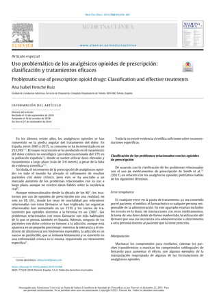 Med Clin (Barc). 2019;152(11):458–465
www.elsevier.es/medicinaclinica
Artículo especial
Uso problemático de los analgésico...