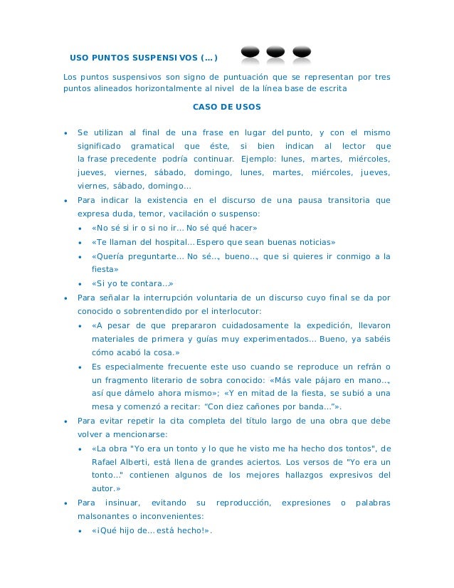 USO DE LOS PUNTOS SUSPENSIVOS