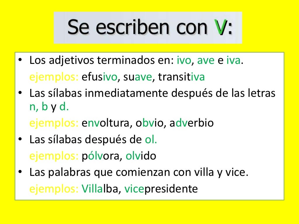 Usos De B Y La V