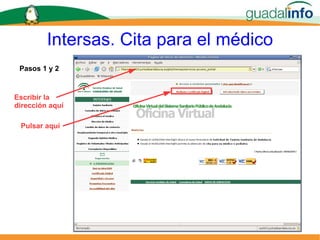Intersas. Cita para el médico Pasos 1 y 2 Pulsar aquí Escribir la  dirección aquí 