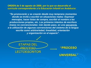 ORDEN de 5 de agosto de 2008, por la que se desarrolla el  currículo correspondiente a la Educación Infantil en Andalucía:...