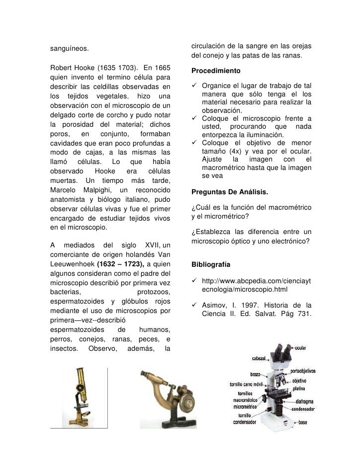Uso y manejo adecuado del microscopio
