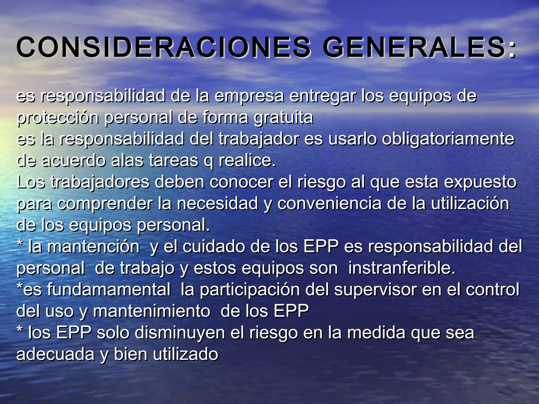 Uso y manejo y cuidados de equipos de proteccion personal | PPT