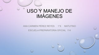 USO Y MANEJO DE
IMÁGENES
ANA CARMEN PÉREZ REYES 1°6 MATUTINO
ESCUELA PREPARATORIA OFICIAL 114
 