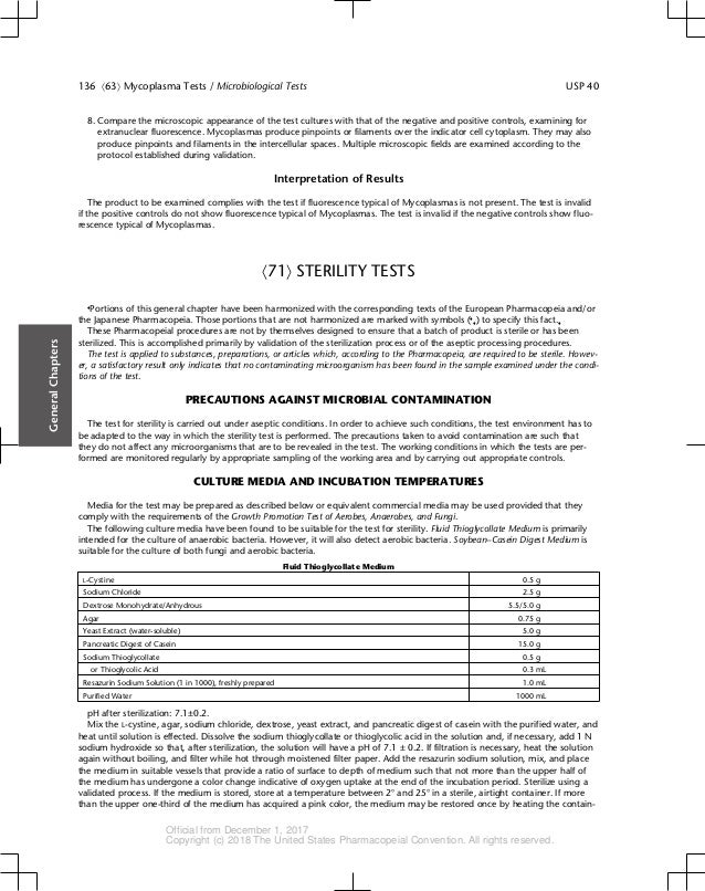 Usp 40 71 sterility tests