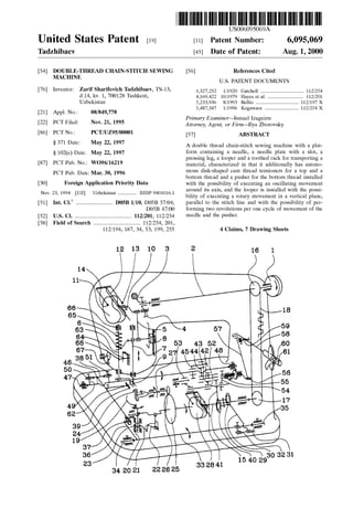 Us patent 6095069 zarif double-thread chain-stitch sewing machine