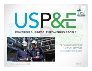 US Power & Environment LLC   7/29/10   1
 