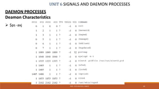 UNIT 6 SIGNALS AND DAEMON PROCESSES
DAEMON PROCESSES
Deamon Characteristics
 $ps -axj
44PROF. SYED MUSTAFA, HKBKCE
 