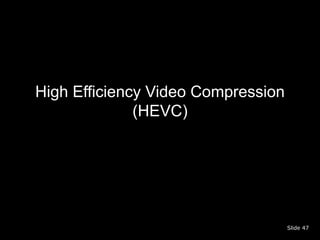 High Efficiency Video Compression
              (HEVC)




                                    Slide 47
 