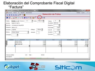 Elaboración del Comprobante Fiscal Digital
“Factura”
Selección de Folios
 