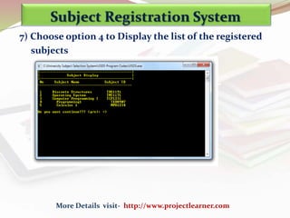 C++ Project: Subject Registration System | PPTX