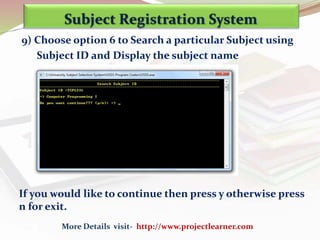 C++ Project: Subject Registration System | PPTX