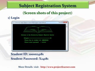 C++ Project: Subject Registration System | PPTX