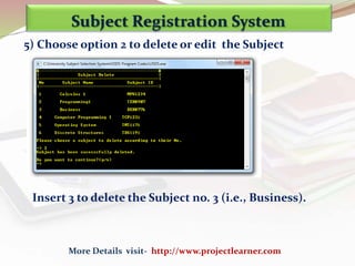 C++ Project: Subject Registration System | PPTX