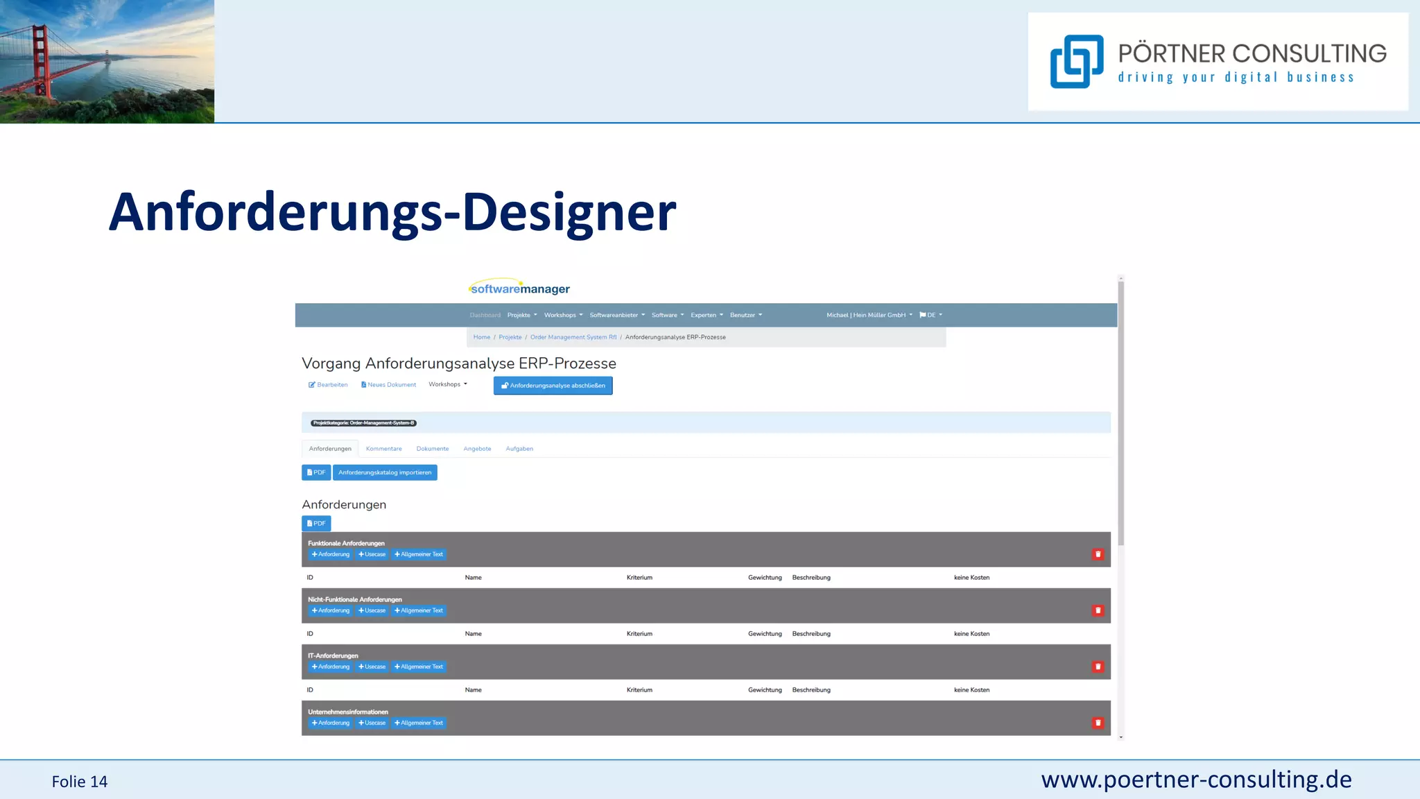www.poertner-consulting.de
Folie 14
Anforderungs-Designer
 