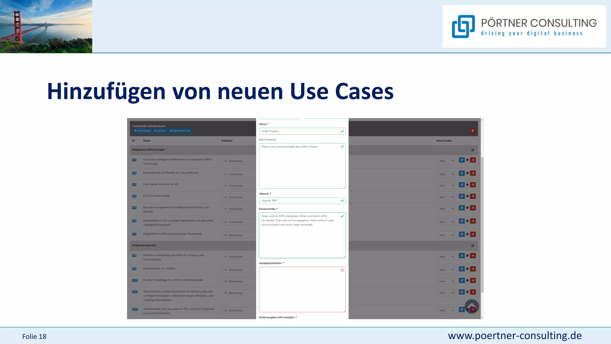 www.poertner-consulting.de
Folie 18
Hinzufügen von neuen Use Cases
 