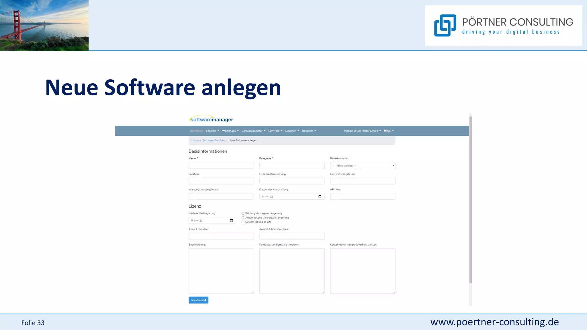www.poertner-consulting.de
Folie 33
Neue Software anlegen
 