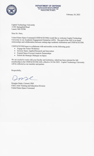 USSC Welcome Letter Capitol Tech Univeristy.pdf