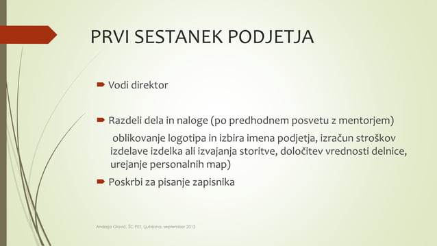 Ustanovitev podjetja in delovna mesta | PPTX