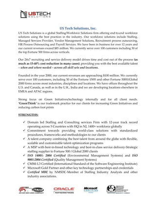 US Tech Solutions, Inc line card of services 2013 | PDF