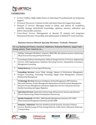 US Tech Solutions, Inc line card of services 2013 | PDF