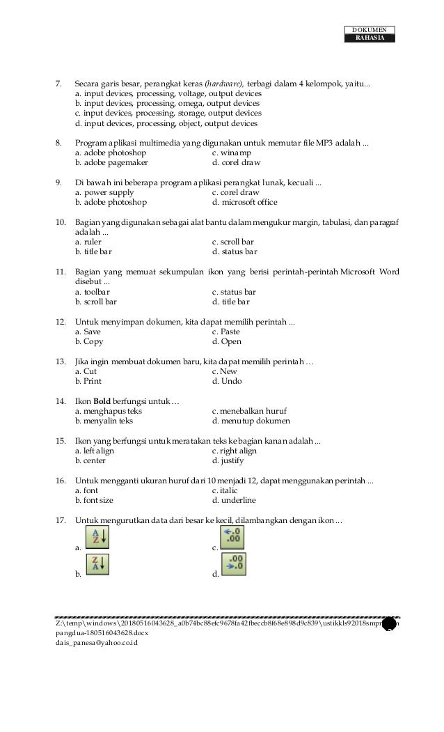 Us Tik Kls 9 2018 Smp N 2 Simpang Dua
